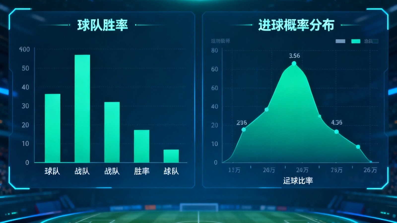 世界杯AI预测仪表盘展示实时数据、球队胜率、进球概率分布图